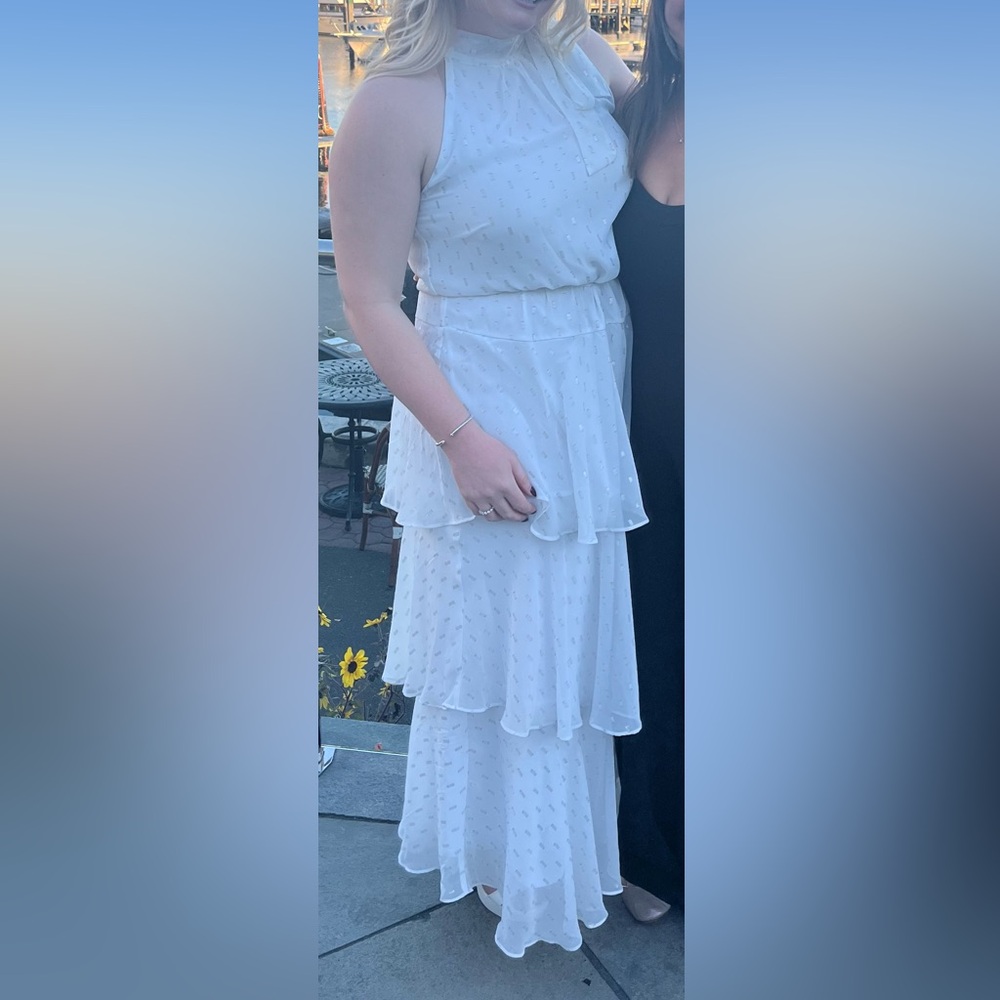 Julia Jordan White Maxi Dress with Silver Accents
